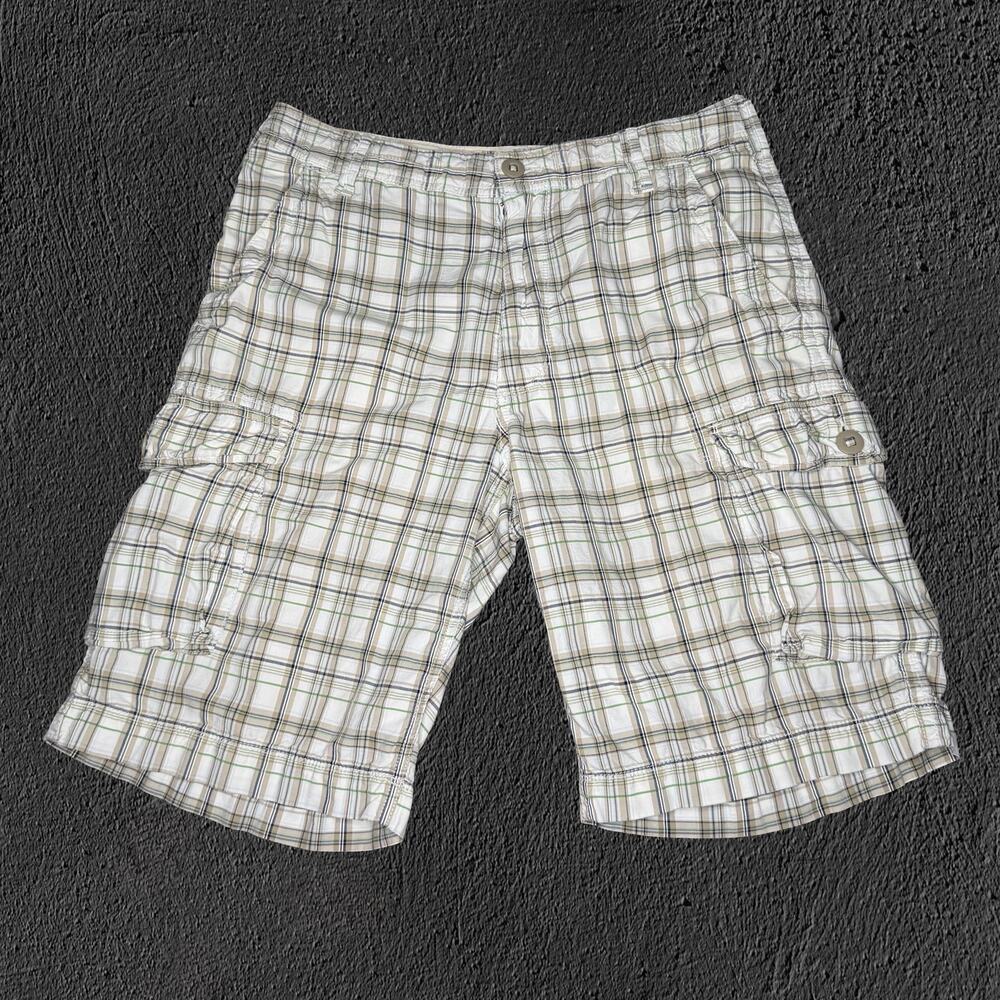 2008 express light plaid cargo shorts